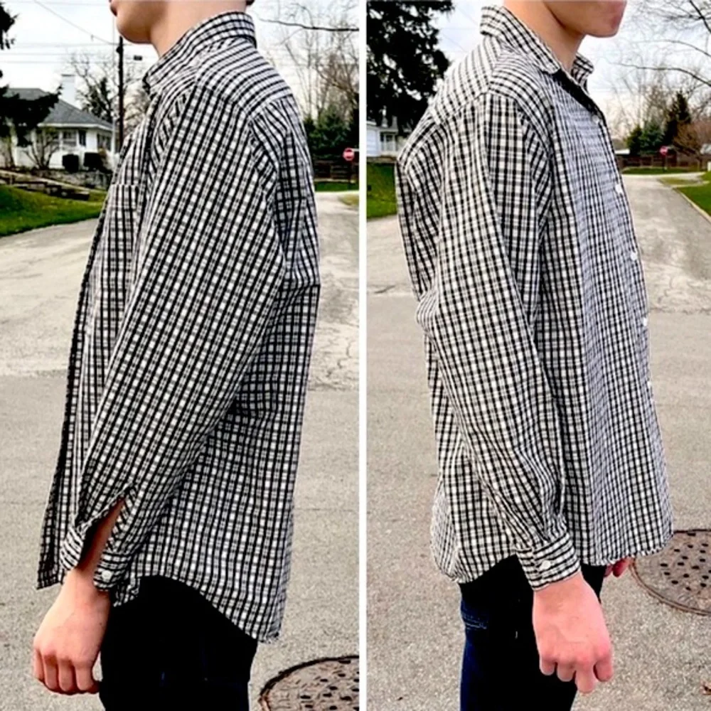 - J.Crew M Black Plaid Poplin Button Up Shirt! NEW!